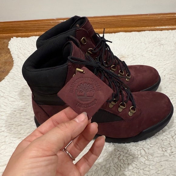 NWOB Timberland 6-Inch Field Boot Burgundy Men's Sz 9 A5W79 Waterproof Casual - Picture 3 of 14